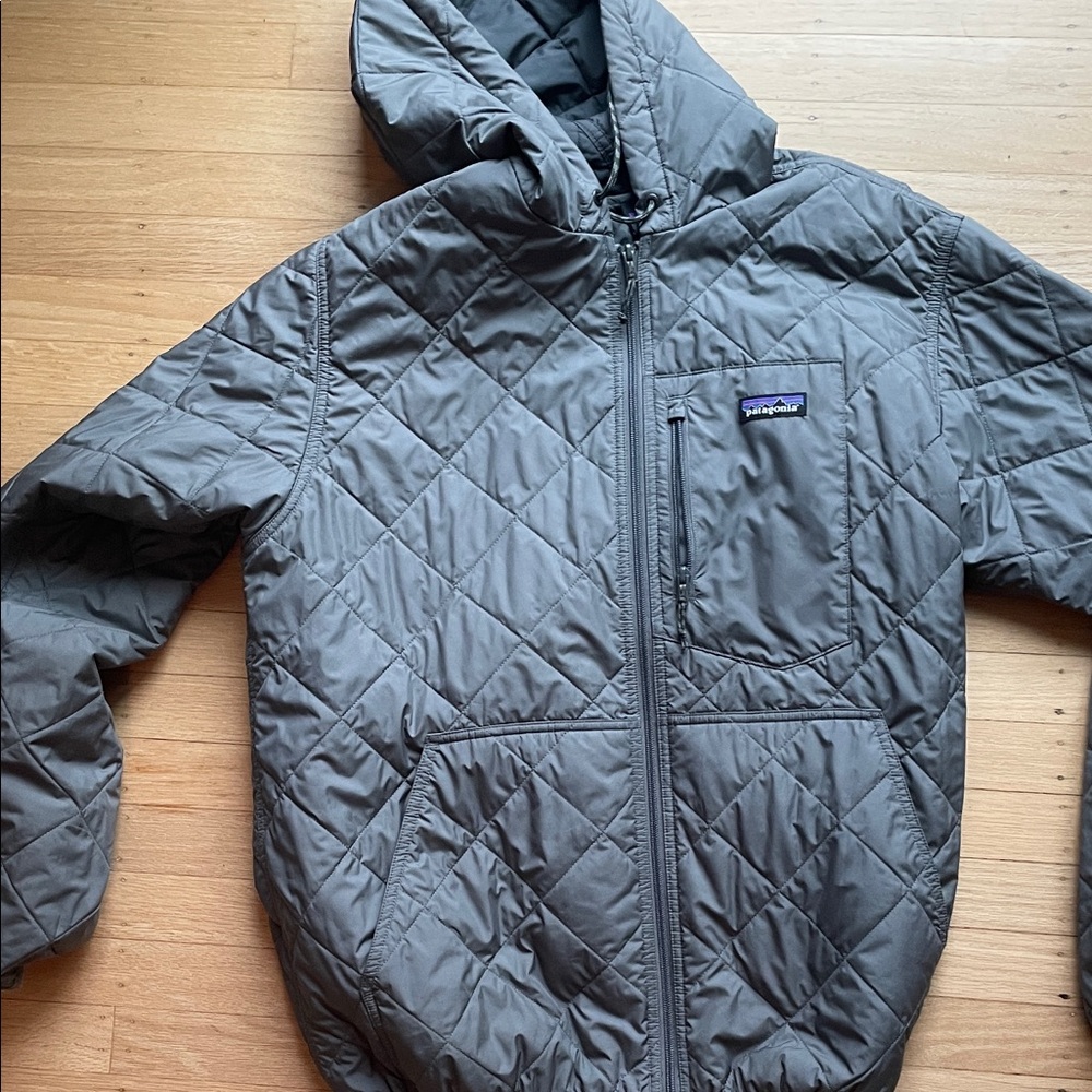 Patagonia Charcoal Quilted Hooded Jacket